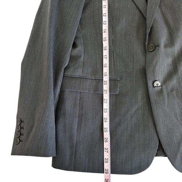 The Kooples Mens 100% Wool Slim Fit Blazer Jacket Black and White Stripe Size 50 - Picture 5 of 8